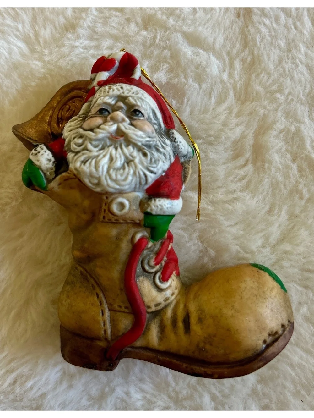Vintage Style Santa Claus Boot Christmas Ornament
